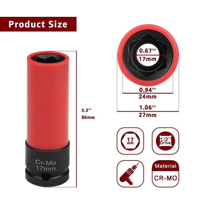 ITEQ Protective Wheel Lug Nut Socket for Mercedes Benz with 17mm Convex, Flower Head Lug Nut Socket - Image 2
